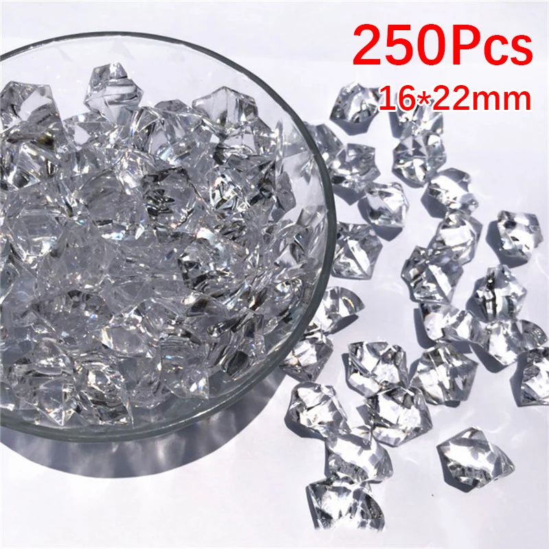 

250pcs Acrylic Ice Crystals 16*22mm Transparent Irregular Simulation Plastic Acrylic Ice Crystal For Home Diy