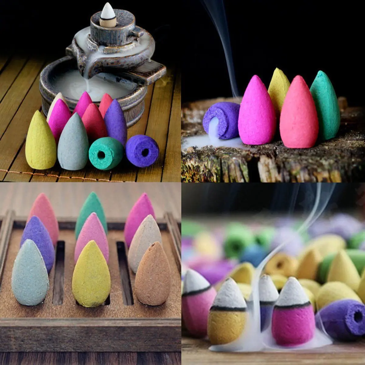 

10pcs/20pcs/bag Air Purifying Natural Sandalwood Backflow Incense Burner Indoor Tower Incense Natural Freshener Home Fragrance