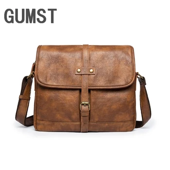 

GUMST 2019 Mens High Grade PU Leather Vintage Shoulder Bag Crossbody Bag Handbag Casual Messenger Bag Male Briefcase