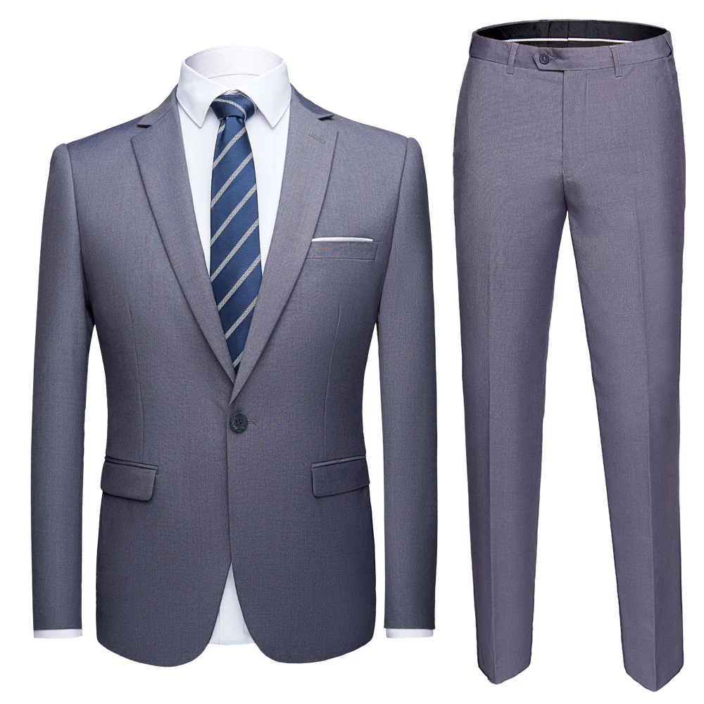 

High quality 2019 men's fashion slim suit 6XL men's business casual groomsman 2 piece set wedding suit jacket pants suit suit