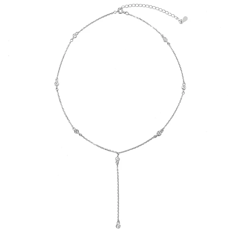 925 пробы Серебряное модное ожерелье-чокер циркониевые Стразы Короткая подвеска в области ключицы ожерелье s для женщин милые ювелирные изделия