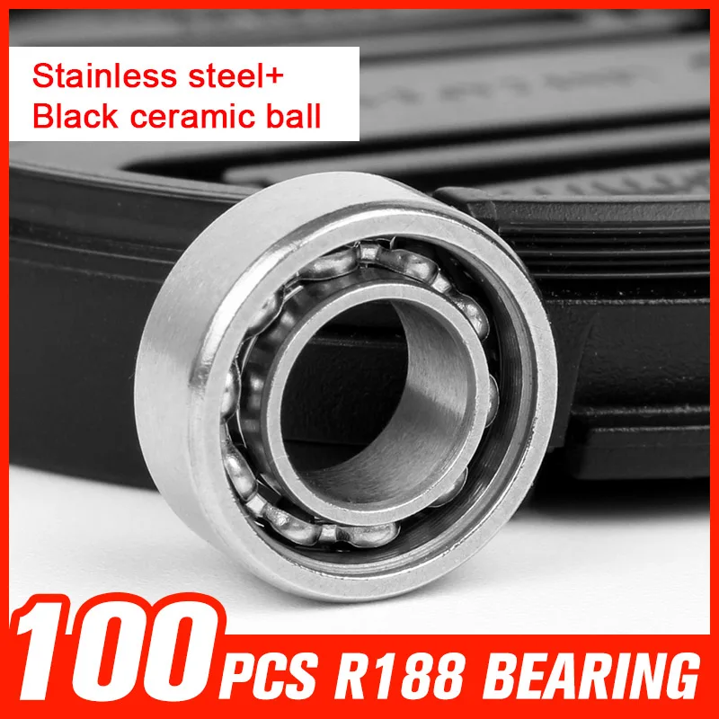 

100pcs R188 Black Ceramic Ball Bearings Stainless Steel Bearing for Multi Color Triangle Gyro Hand Spinner Tool Accessories