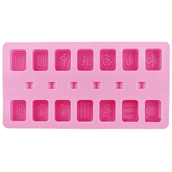 

Silicone Dice Mahjong DIY Fondant Mold Cake Chocolate Soap Pudding Candy Ice Cookie Biscuit Mould Pink
