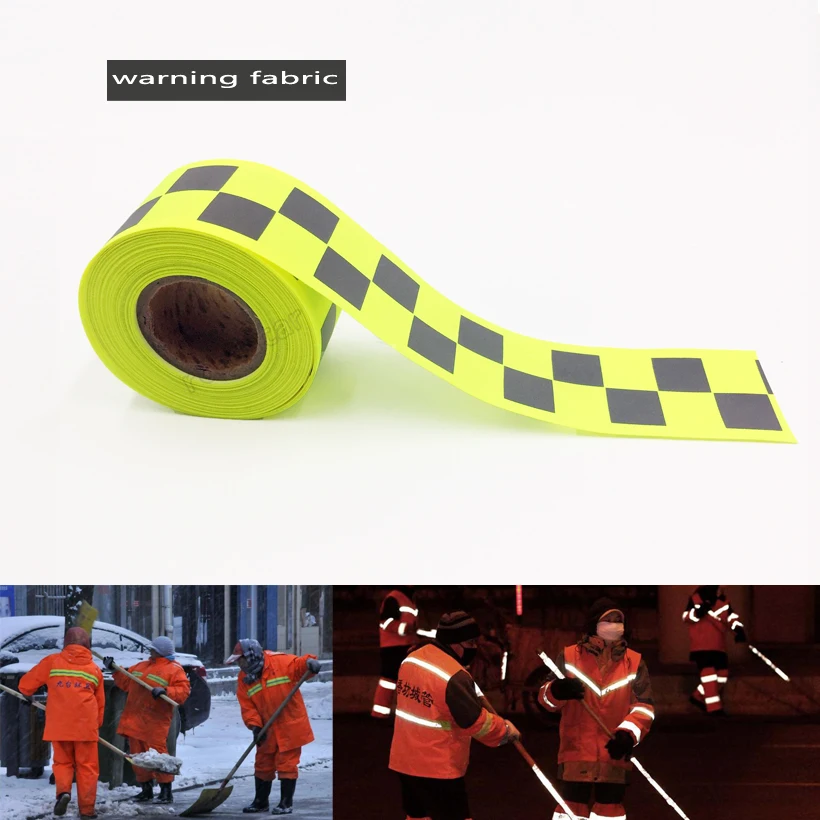 Achat Fluorescent jaune Réfléchissant Oxford Avertissement Bande avec 2 Petit Carré pour les Vêtements de sécurité coudre sur