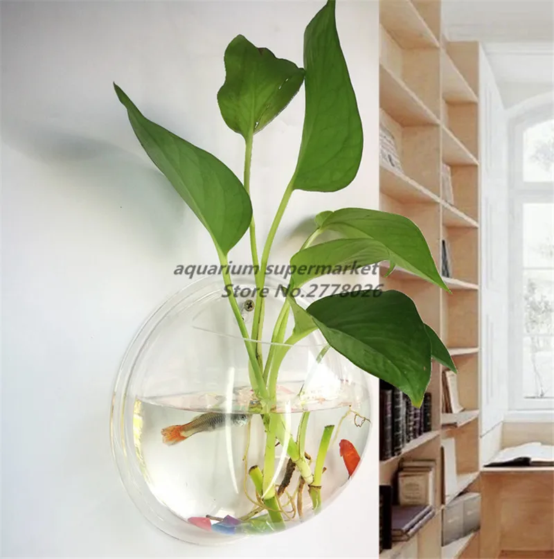 

HONGYI Acrylic Transparent Fish Bowl Wall Hanging Micro-view Aquarium Tank Aquatic Pet Supplies Pet Products Wall Mount Fish