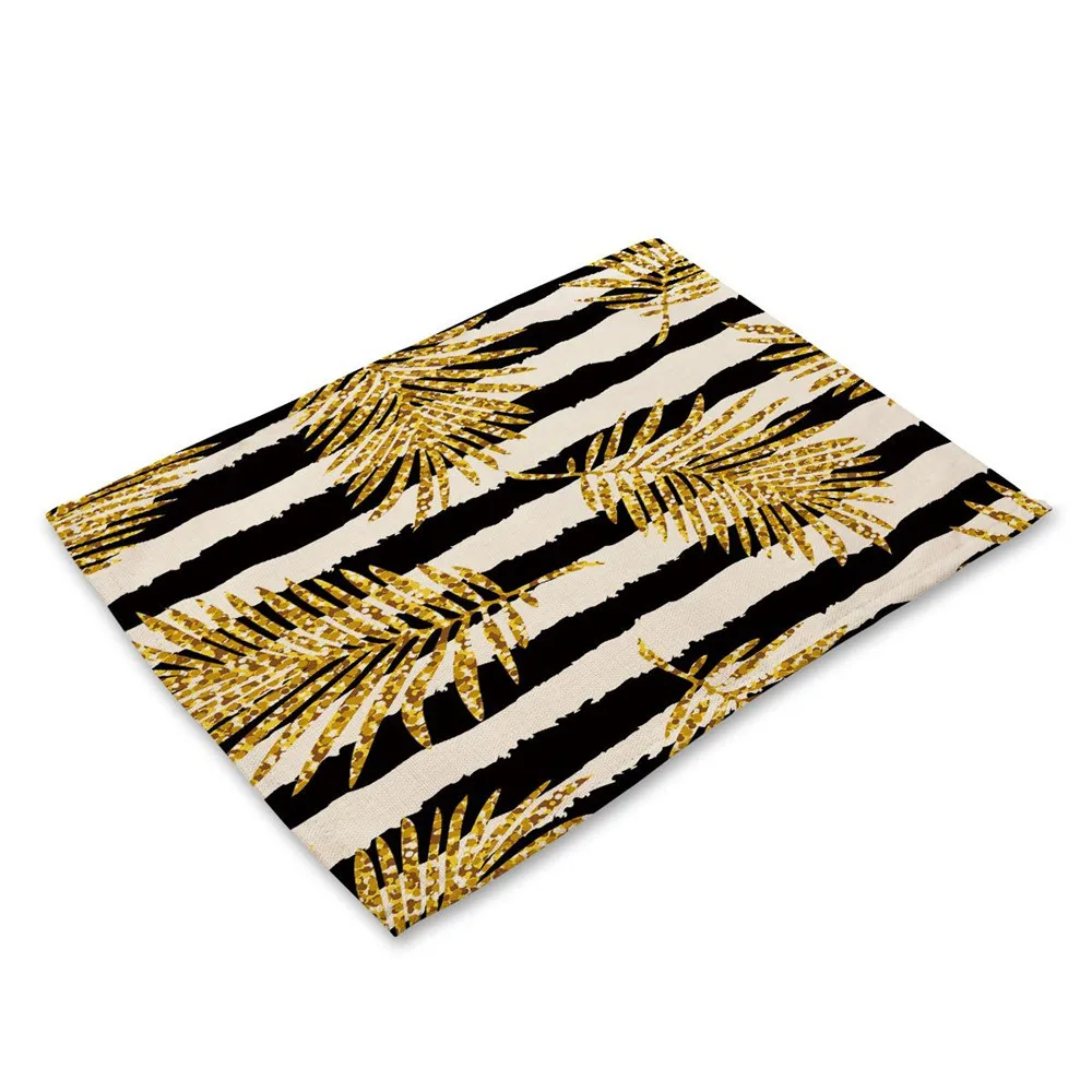 Kitchen Table Mats Cotton Linen Table Napkin Tropical Bronzing Pineapple Flamingo Pattern Fashion Decorative Placemats