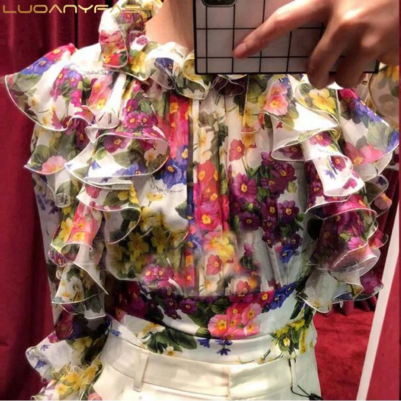 Luoanyfash оборками печати рубашки для мальчиков Luxy одежда с длинным рукавом Блузка