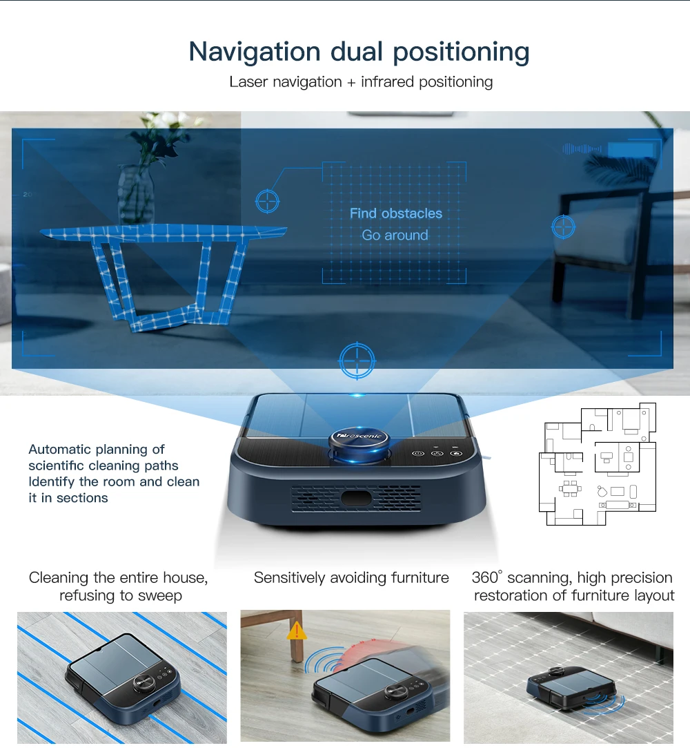 Proscenic D500 робот-пылесос Швабра пылесос 3 в 1 пылесос с лазерной навигацией 3200ma литий-ионная перезаряжаемая батарея