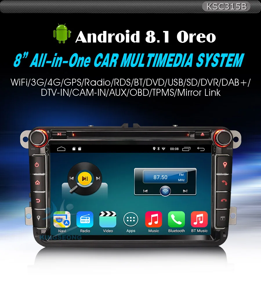 Discount 8" Android 8.1 Autoradio Sat Nav DAB+ DVD Radio GPS OBD Car Multimedia Player for VW Passat Golf Polo V 6R Scirocco Skoda Seat 0