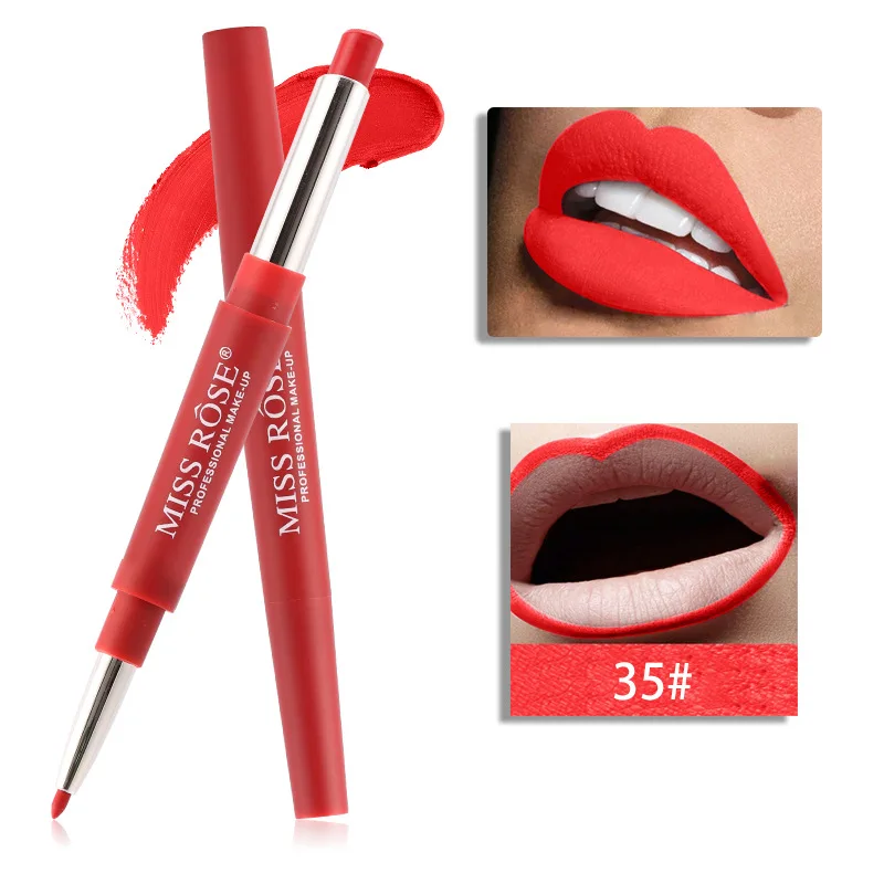 1Pcs Sexy Coral Red 20 Color Double-end Lip Makeup Lip Liner Waterproof Moisturizing Lipsticks Lasting Lip Pencil Cosmetic#02 - Цвет: 35