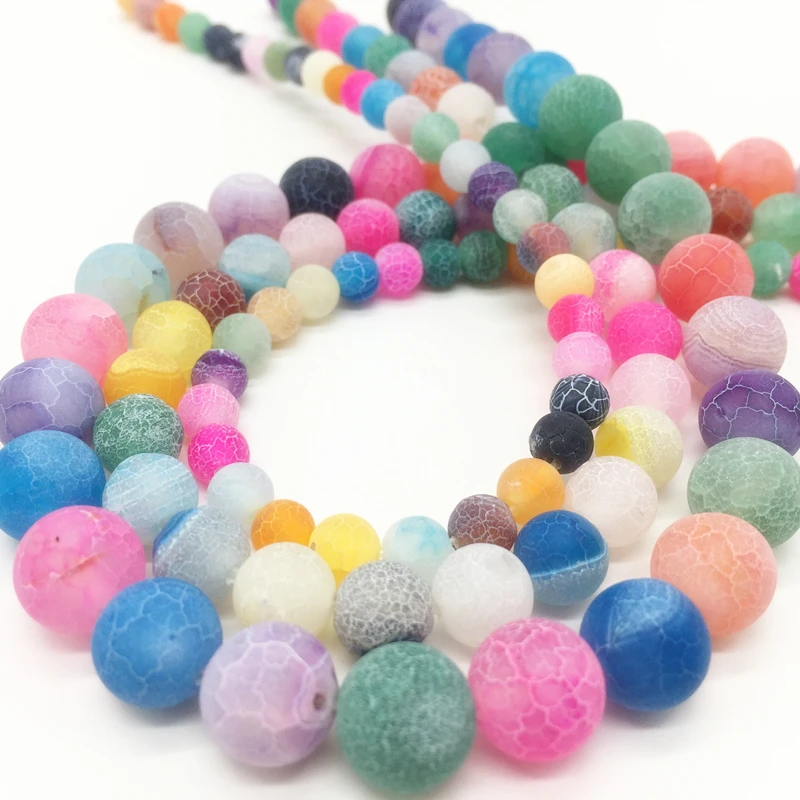 

4/6/8/10mm 15inch Frosted Agates Onyx Round Loose Beads For Jewelry Making Diy Bracelet MS02