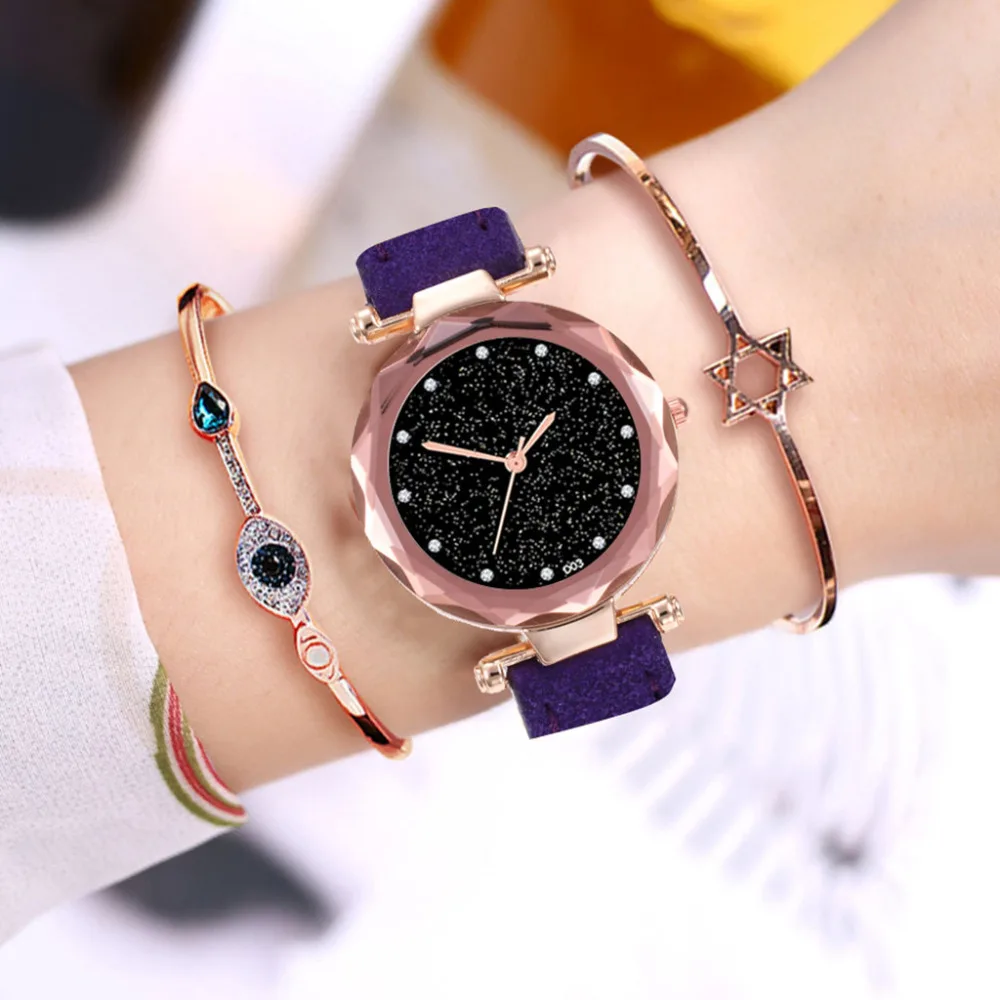 Vansvar Fashion Women Clock Casual Quartz Leather Band Starry Sky Dazzling Diamond convex Analog Wrist Watch For 2018 Ladies Vansvar Fashion Women Clock Casual Quartz Leather Band Starry Sky Dazzling Diamond convex Analog Wrist Watch For 2018 Ladies