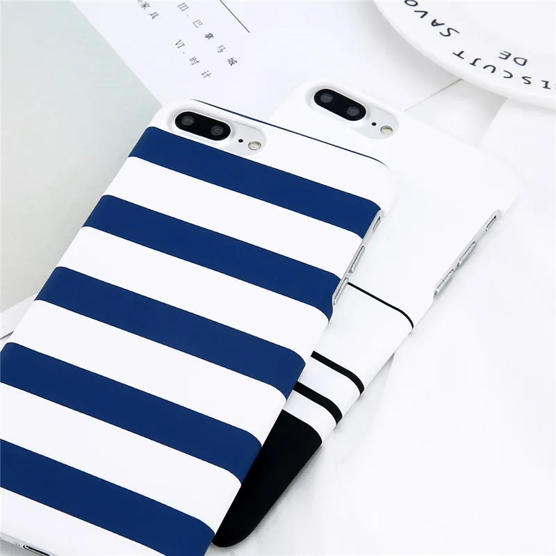 Lovebay Phone Case For iPhone X XR XS Max 8 7 6 6s Plus 5 5s Fashion Black and White Stripes Hard Plastic Protect Cover Cases
