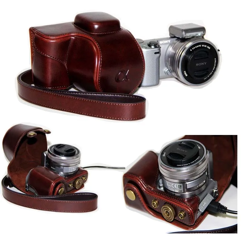 

5 Colors PU Leather Camera Case Bag Leather Case Cover for Digital Camera Sony NEX-5R NEX-5T Free Shipping