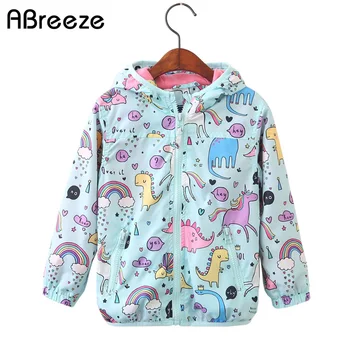 

Cute girls clothes Spring Kids Unicorn Jacket For Girls Dinosaur Baby Girl Jackets Coats Cartoon Hooded Girls Windbreaker