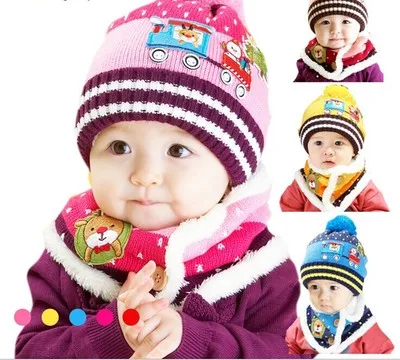 2016 Top Fashion Direct Selling Girls Children Knit Cap Autumn And Winter Models Baby Christmas Hat Shape Child Warm Scarf Suit