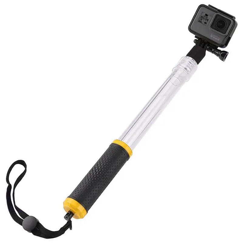 Waterproof Selfie Stick for GoPro Extendable Transparent Floaty Pole for GoPro Hero Cameras, 14-24inch Waterproof Telescoping - Color: White