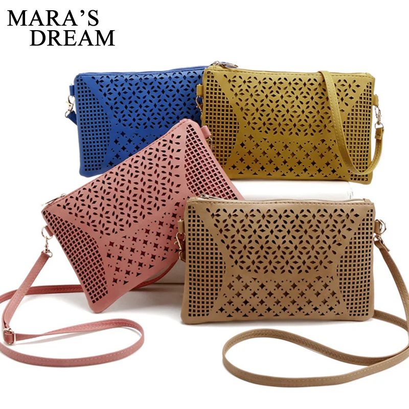 

Mara's Dream Vintage Hollow Out Flower Envelope Bag Women Leather Crossbody bag Shoulder bag Messenger Clutch Handbag Purses