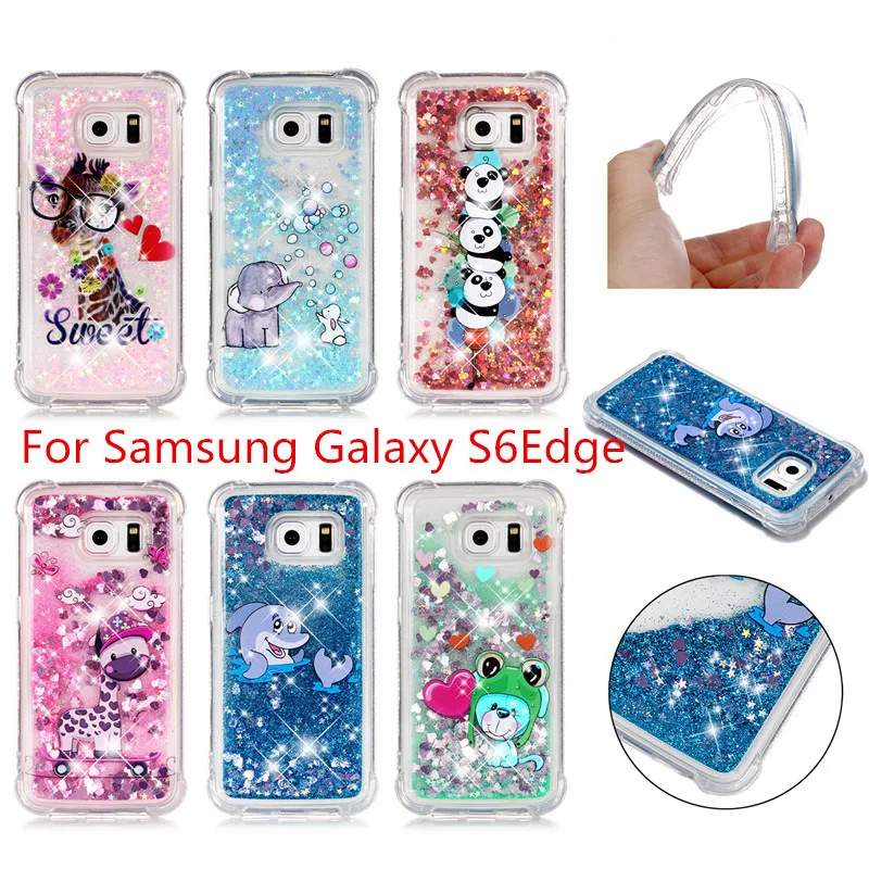 Liquid Case for Samsung Galaxy A6 A8 Plus 2018 S8 S9 Plus S6 S7 Edge Note8 Note9 S5 S6edge Glitter Love Silicone PC Full Cover (2)