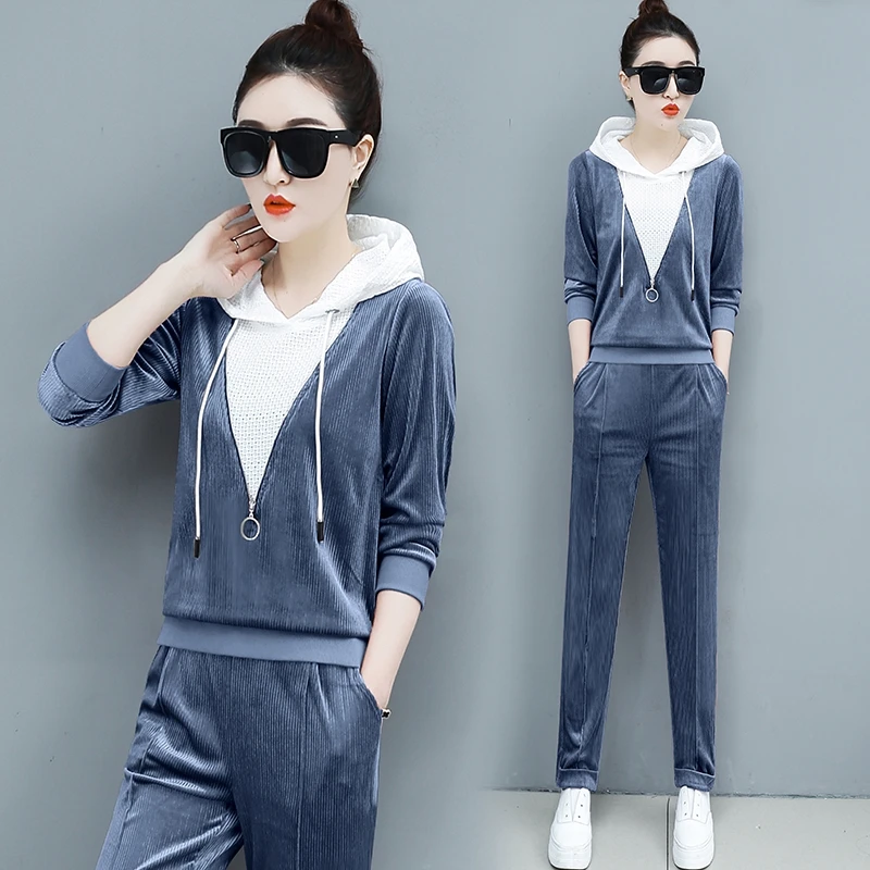 

Fashion 2 peice set women Spring autumn Hooded ladies suits New Sportswear suit female Korea Sporting suit set trend 1256