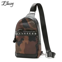 Новинка камуфляжная леопардовая нагрудная сумка для мужчин Уличная мода заклепки нагрудный пакет из искусственной кожи мужские армейские сумки на плечо