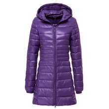 Брендовый зимний длинный пуховик, женский ультра-светильник, Дамское теплое пальто с капюшоном, женский ультра-светильник, 90% белый утиный пух, парка