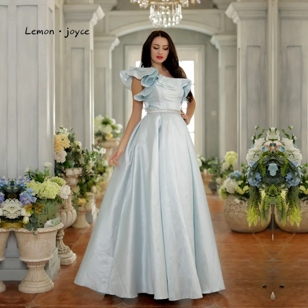 

Elegant Prom Dresses for Girls 2019 New Style One-Shoulder Simple Ball Gowns Floor-Length Long Party Gowns Plus Size