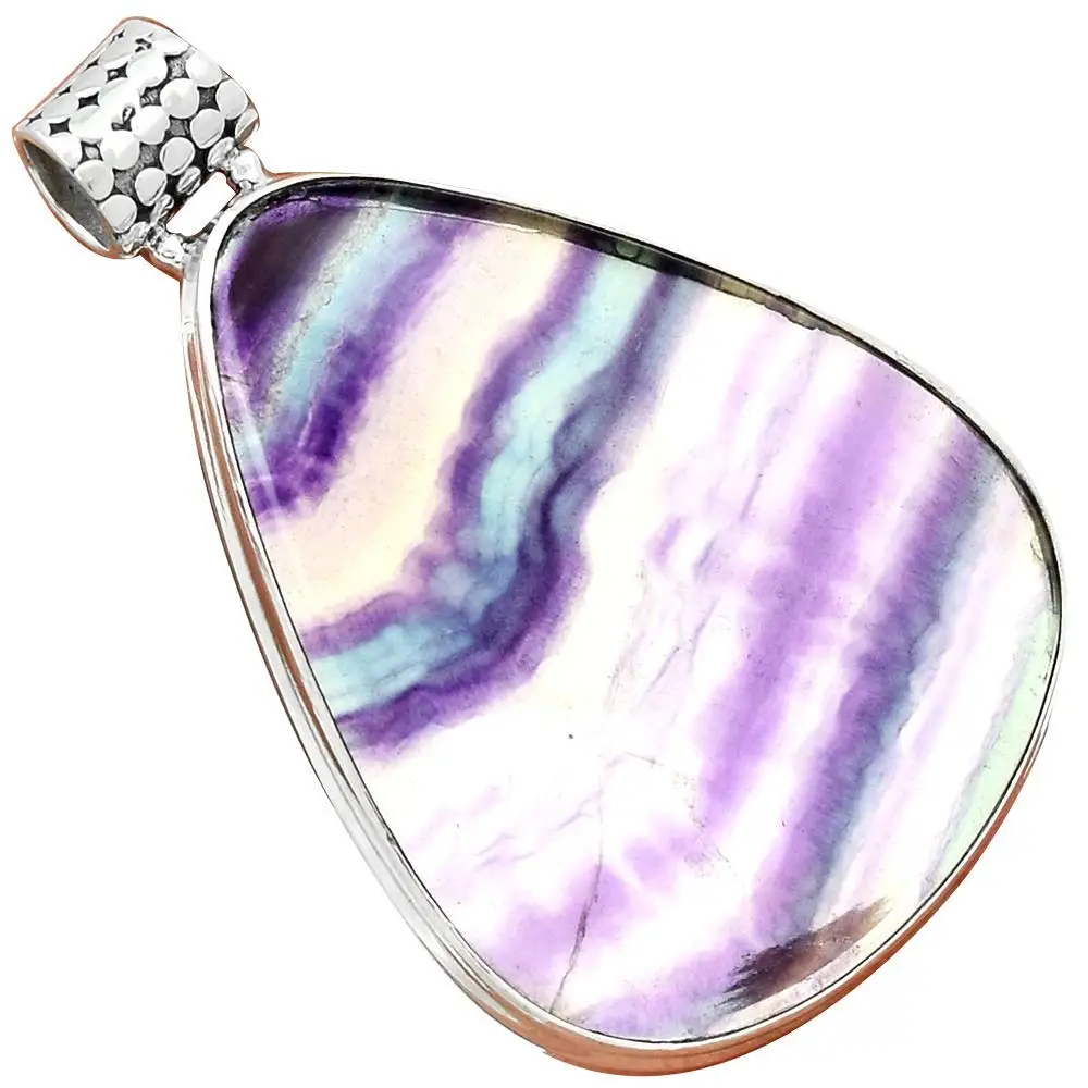 NiaoZaiFei YunZaiKan Nature Multi Flourite Pendant 925 Sterling Silver MHBAP5221 52 mm NiaoZaiFei YunZaiKan Nature Multi Flourite Pendant 925 Sterling Silver MHBAP5221 52 mm