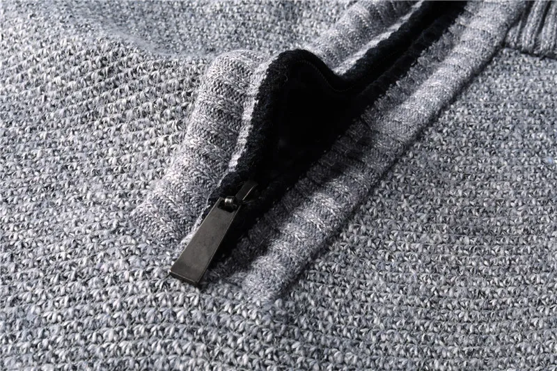 Мужские свитера с воротником-стойкой на осень и зиму, теплый кашемировый шерстяной пуловер с косой молнией, Свитера мужские повседневные трикотажные облегающие топы для мужчин