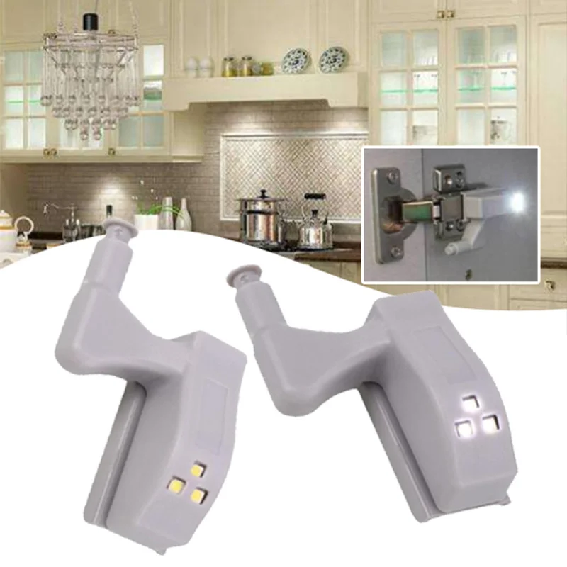 cheap 10pcs Cupboard Inner Hinge Lamp Universal LED Under Cabinet Light Closet Wardrobe Sensor Light Home Kitchen Night Light