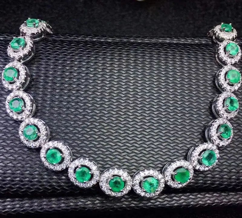 Emerald bracelet Free shipping Natural real emerald 925 sterling silver