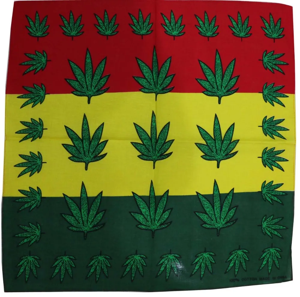 FOXMOTHER Hip Hop Punk Cotton Reggae Jamaica Green Weed Leaf Bandana Headwear For Mens