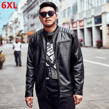 

Tide brand men's clothing plus fertilizer XL casual jacket Jacket big size man fat loose coat large size leather jacket