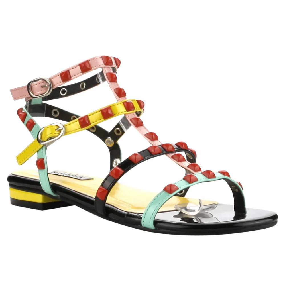clear flat sandals with studs
