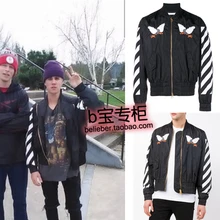 2016 new fashion Justin bieber off white trend lovers pilot jacket ma1 embroidery outerwear men jacket