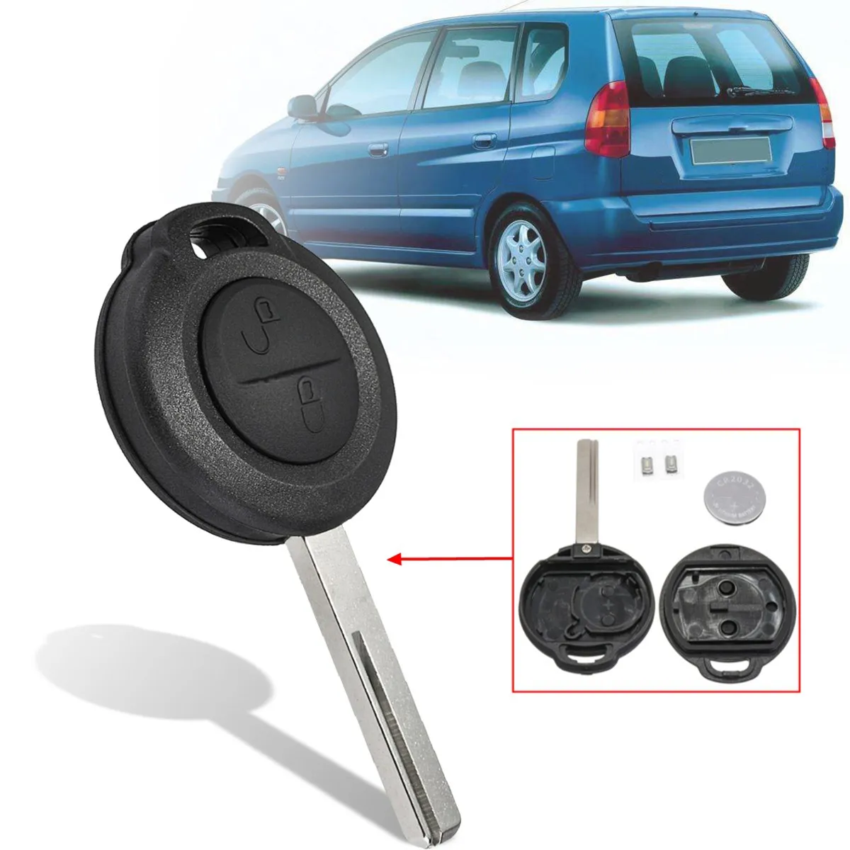 2 Buttons Car Remote Key Fob Case Shell Replacement Kit