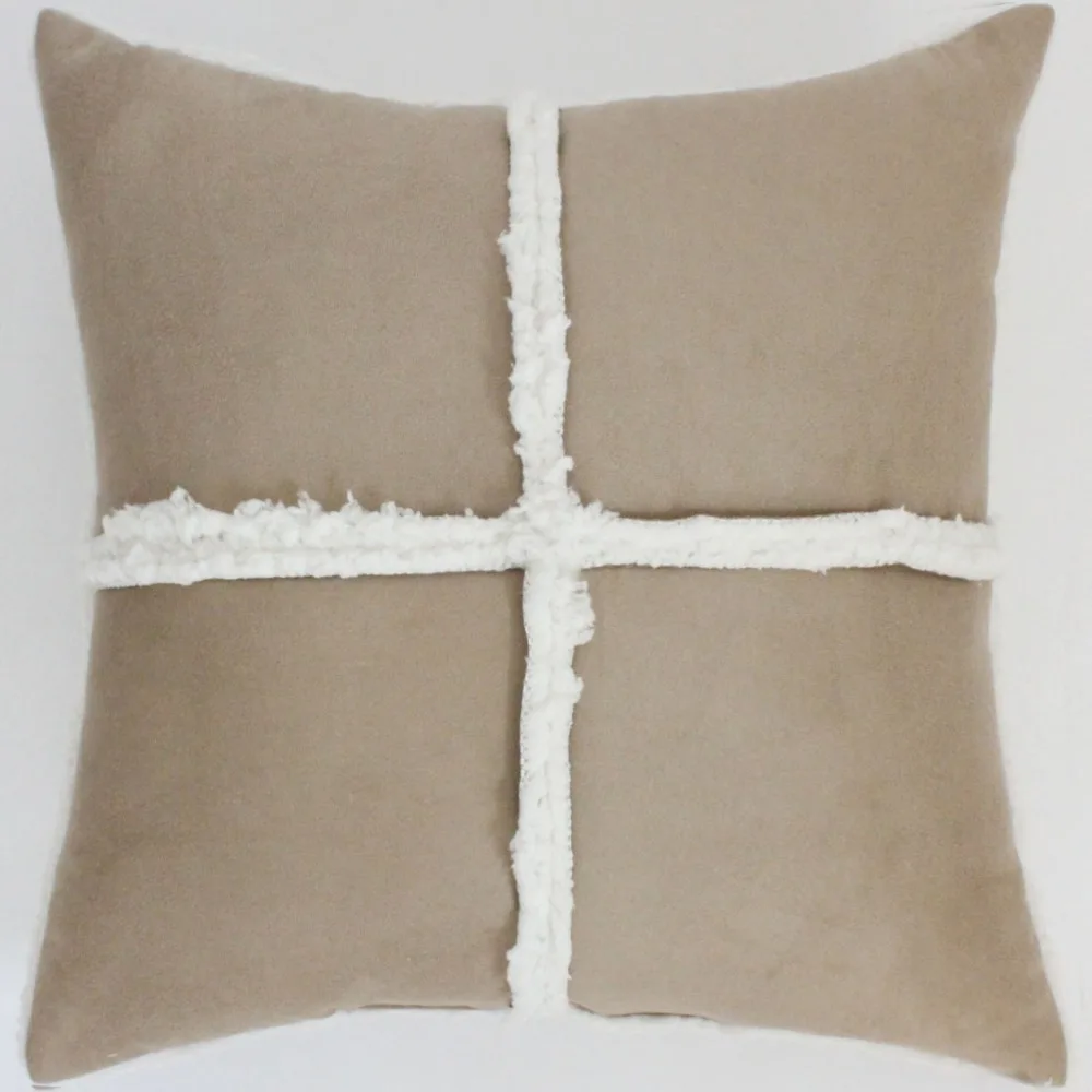 Free Shipping Polyester Patchwork Micro Suede with Sherpa Cushion Cover