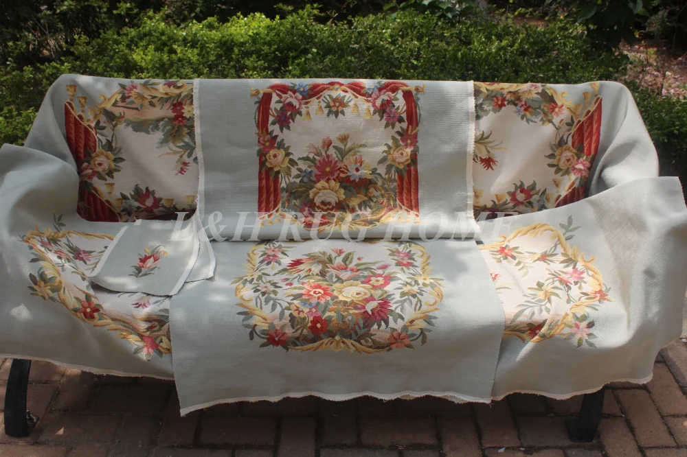 Французский Aubusson ручной тканый чехол для дивана и кресла 1:4 с дужками вискоза aubusson Диван Набор высокого уровня