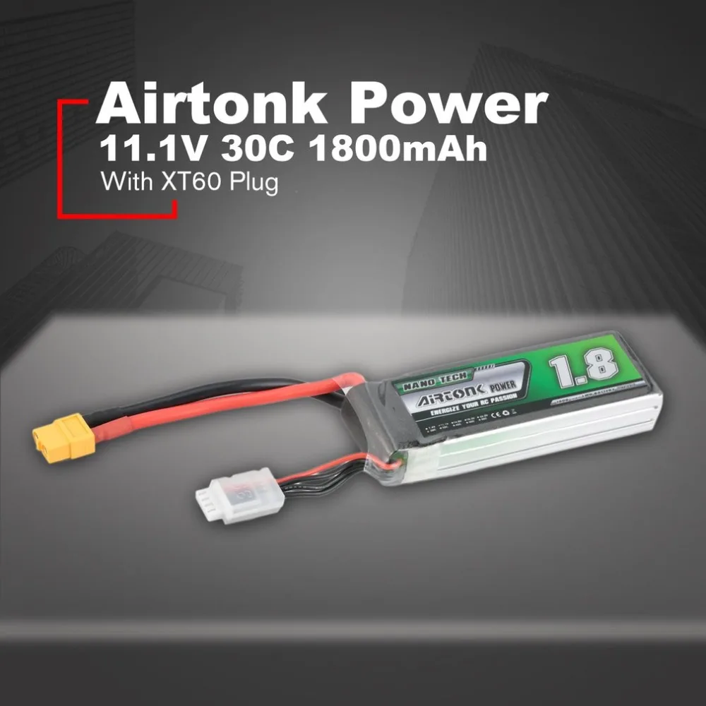 Airtonk Power 11.1V 1800mAh 30C 3s 1P Lipo Battery XT60 Plug Rechargeable for RC Racing Drone Quadcopter Helicopter Car Boat | Игрушки и