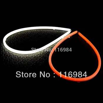 

2Pcs/Lot 45cm 12W White+Yellow Flexible Headlight Daytime Lamp Switchback Strip Angel Eye DRL Decorative Light With Turn Signal