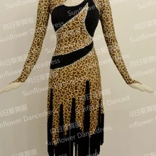 Новинка! латинские танцы платье, сальса samba Танцы платье, латинский танец одежда, бахрома Латинской ча-ча Танцы платье, платье подсолнечника, Леопардовый
