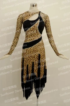

NEW!Latin dance dress,salsa samba dance dress, latin dance wear , fringe Latin cha-cha dance dress,Sunflower Dress,Leopard Print