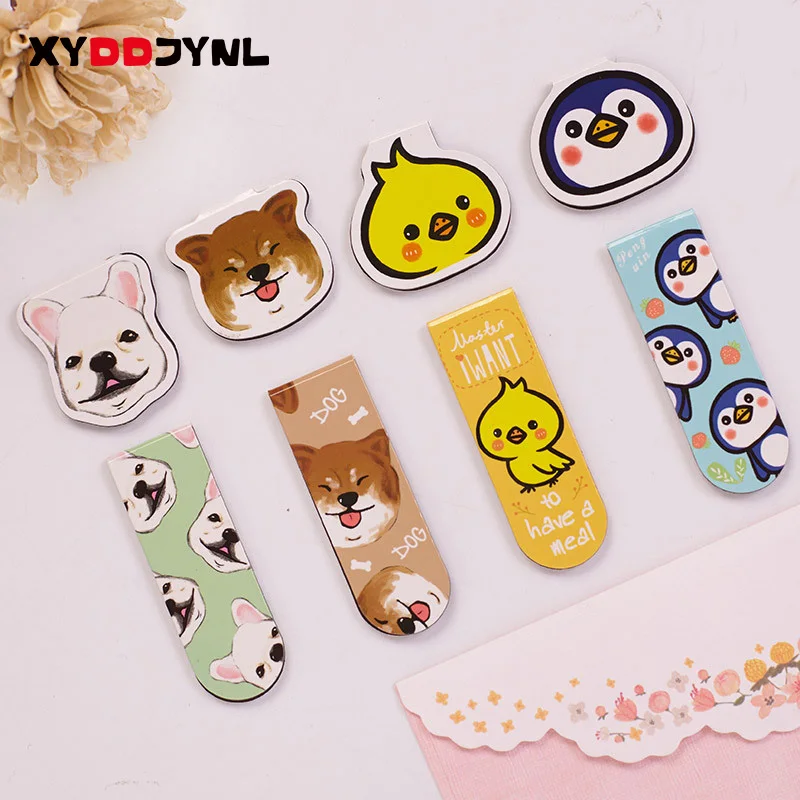 4pc/2pack Bookmark Cute Cartoon Animals Material Escolar Metal Bookmarks Kawaii