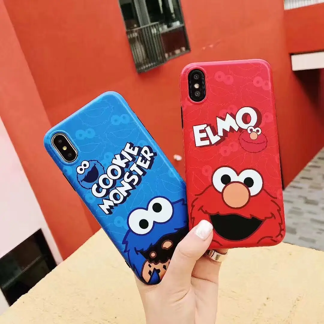 Luxury Sesame Street Cute Cartoon Cookie Elmo Phone Case for IPhone 7 8 6 6S Plus X XS Max XR Soft Silicone IMD Back Cover Coque |