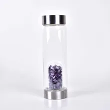 Продукт Запуск натуральный кварц неравномерность Аметист кристалл гравий бутылка стекло воды гравий камень чашка подарок