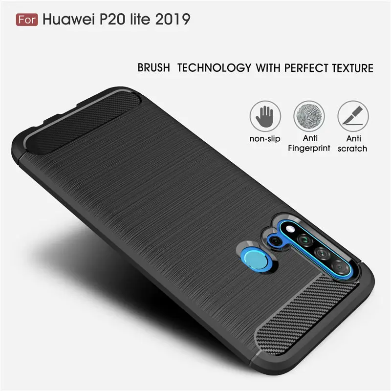 Деловой чехол 50 шт./лот для Huawei P20 Lite 2019 матовый из углеродного волокна и ТПУ