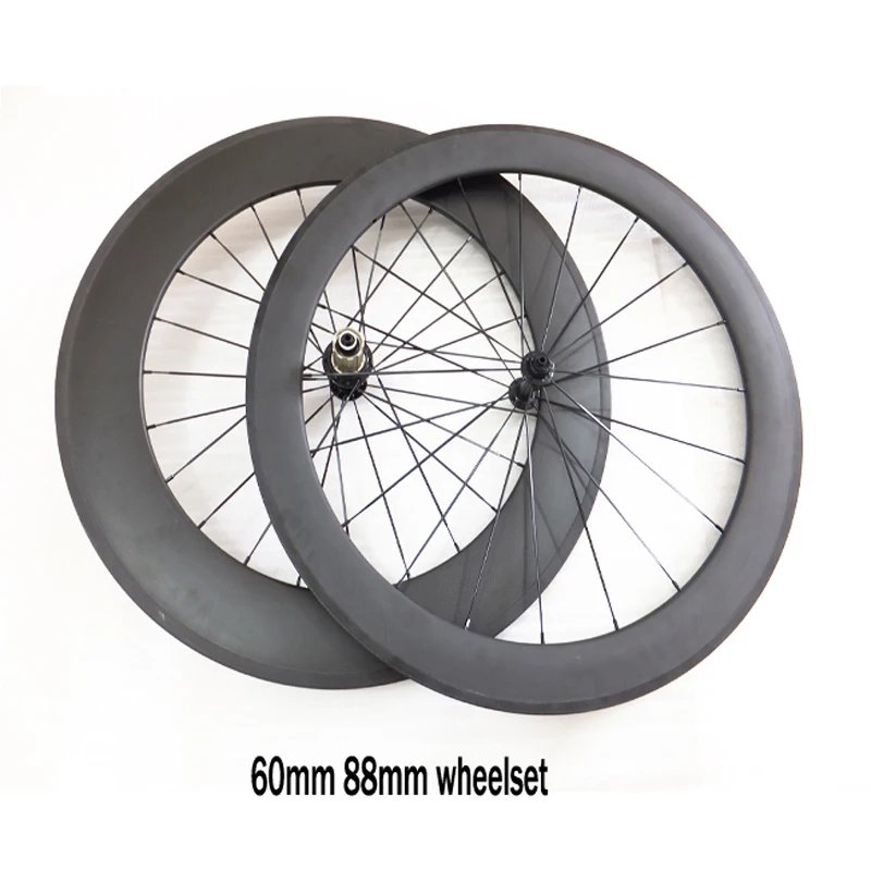 Ceramic Bearing Hub 60mm 88mm Tubular Clincher Carbon wheels 700C Road Bike Carbon Fiber Cycling