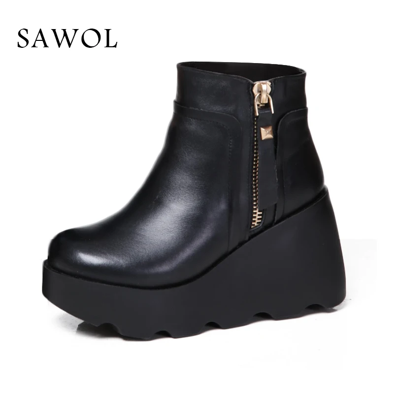 Women Winter Shoes Genuine Leather Natural Wool Boots Brand Women Shoes High Quality Ankle Boots With Platform High Heel Sawol Women Winter Shoes Genuine Leather Natural Wool Boots Brand Women Shoes High Quality Ankle Boots With Platform High Heel Sawol