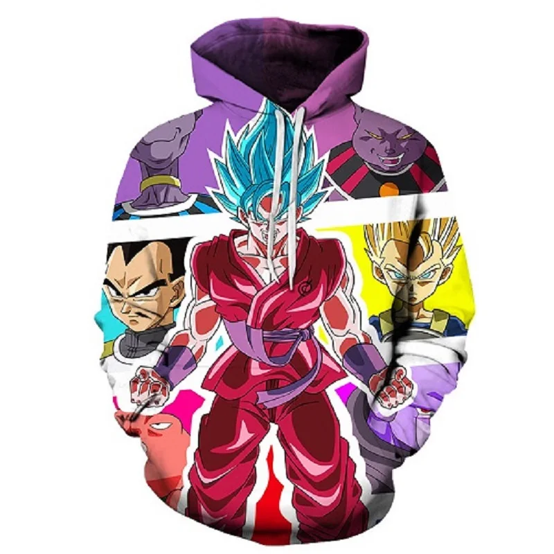 2019 новые nime толстовки Dragon Ball Z с капюшоном и карманами Goku 3D цифровая печать для