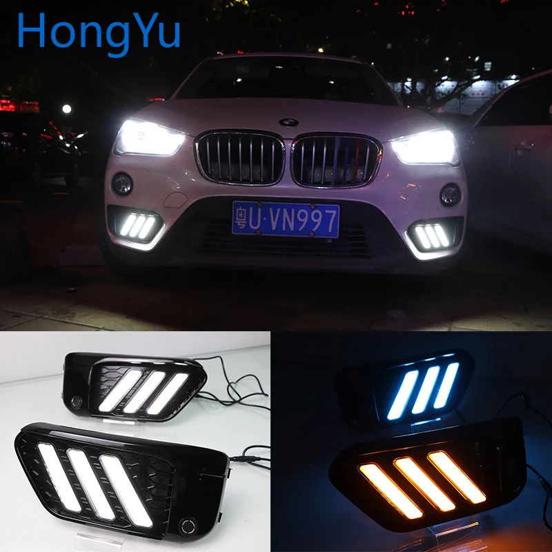 

LED DRL For BMW X1 F48 F49 2015 2016 2017 2018 2019 Daytime Running Lights Fog Lamp Cover with Yellow Turn Signal Functions